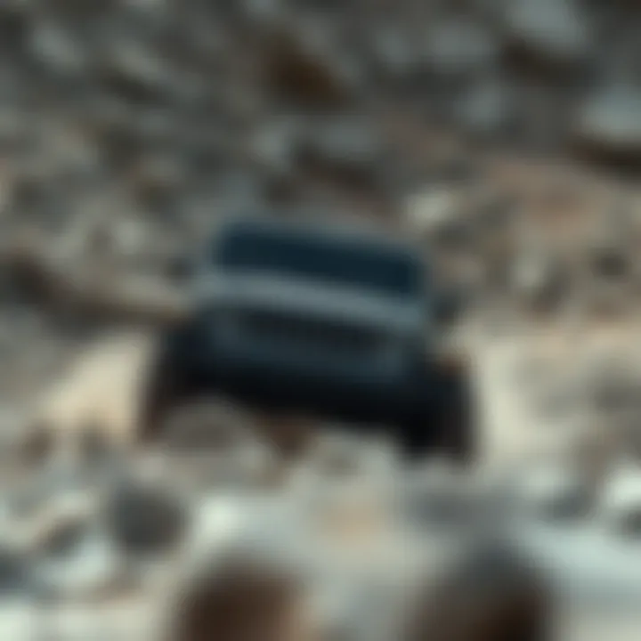 Off-Road Capabilities of the 2019 Grey Jeep Wrangler 2019 Grey Jeep Wrangler navigating a rocky terrain displaying off-road capabilities