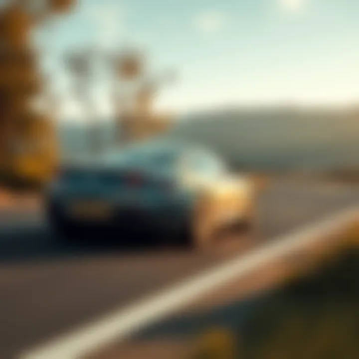 Aston Martin DB9 in Motion Aston Martin DB9 in motion on a scenic road