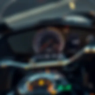 Instrumentation and Controls of the 2021 Pan America Harley Close-up of the advanced instrumentation and controls of the 2021 Pan America Harley.