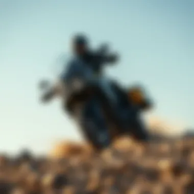 Performance on Rough Terrain of the 2021 Pan America Harley Dynamic action shot of the 2021 Pan America Harley maneuvering on rough terrain.