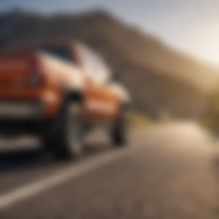 Fuel-efficient pickup truck on the road