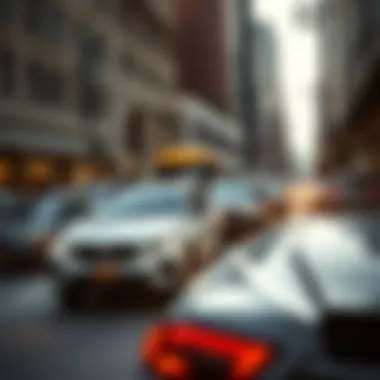 Performance of City SUVs in Urban Traffic A city SUV navigating through busy streets, emphasizing performance in urban settings.