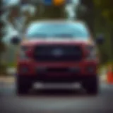 Front View of the 2017 Ford F-150 XLT Sport Front view of the 2017 Ford F-150 XLT Sport showcasing its bold grille and striking headlights.