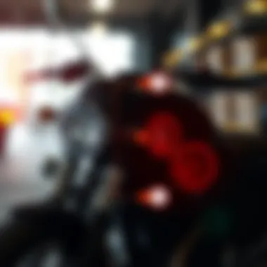 Illustration of a motorcycle with highlighted speaker installation points