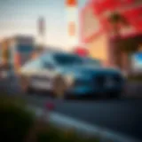Hyundai Sonata Hybrid in a vibrant Las Vegas setting