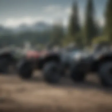 Diverse Four-Wheeler Types A diverse lineup of four-wheelers reflecting various types