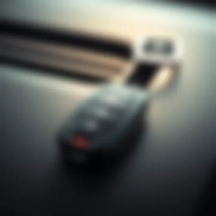 Key Fob Detail Close-up view of a key fob for a 2008 Dodge Grand Caravan