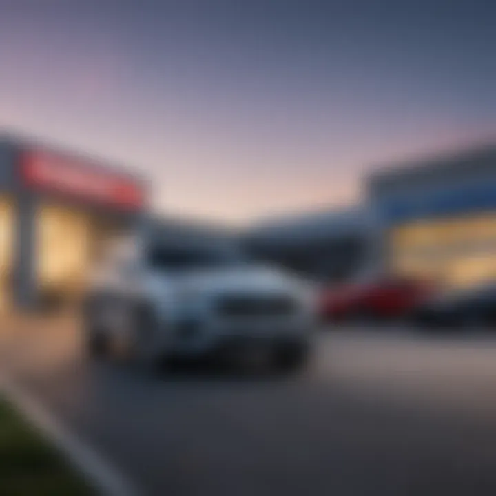 Customer reviewing a vehicle at a dealership in Burgaw