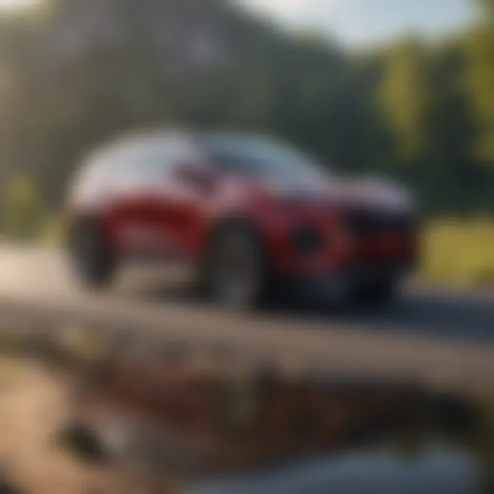 A sleek used Kia Sportage parked in a scenic Knoxville landscape
