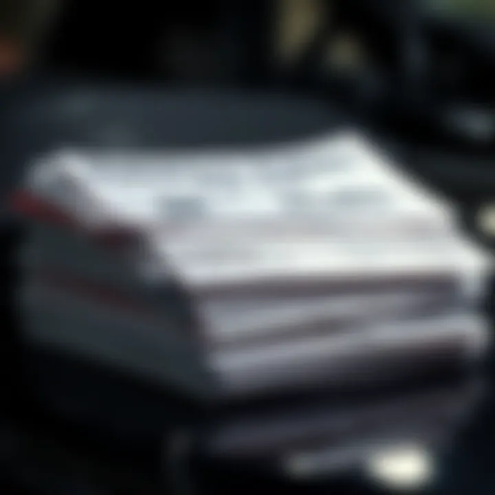 Diverse Types of Car Titles A stack of car title documents with various details