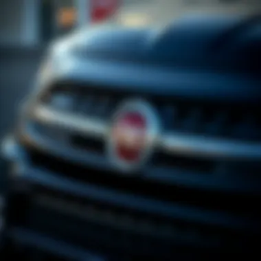 Distinctive Grille of the Black Fiat 500X Close-up of the Black Fiat 500X's distinctive grille and logo