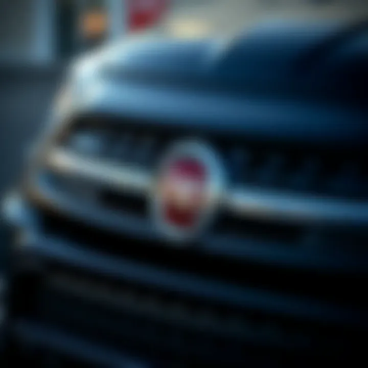 Distinctive Grille of the Black Fiat 500X Close-up of the Black Fiat 500X's distinctive grille and logo