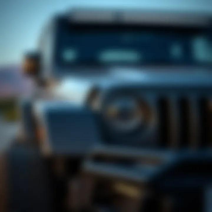 Jeep Wrangler: Rugged Design and Features A close-up of a Jeep Wrangler highlighting its rugged design