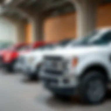 Ford F250 Diesel parked alongside its competitors for comparison