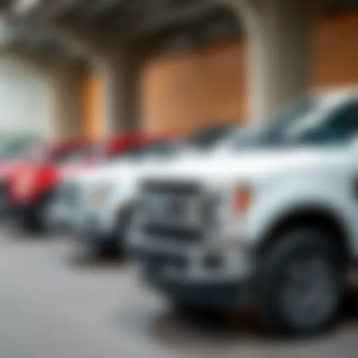 Ford F250 Diesel parked alongside its competitors for comparison