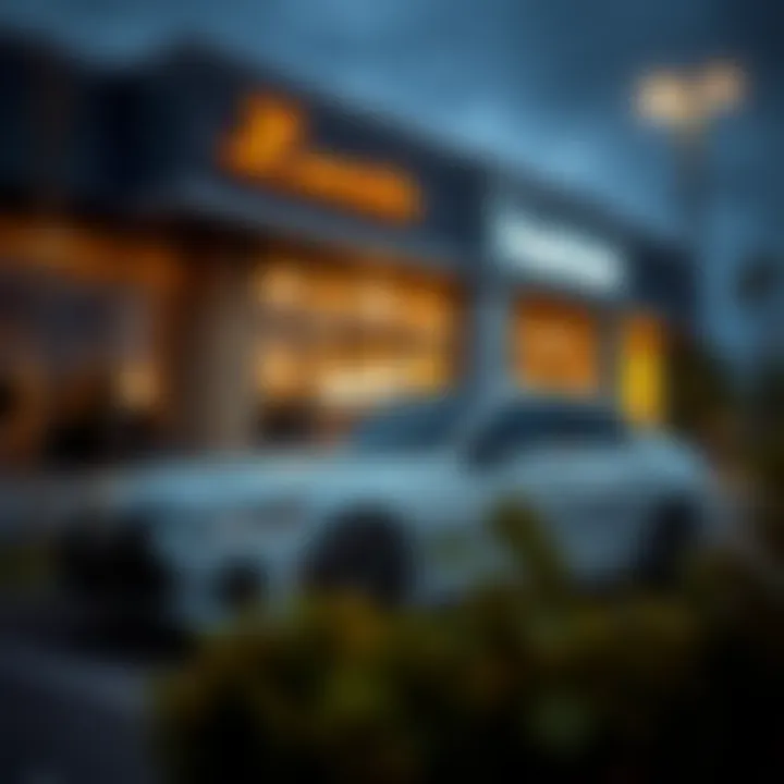 Luxury sedan parked outside a premium dealership reflecting resale value