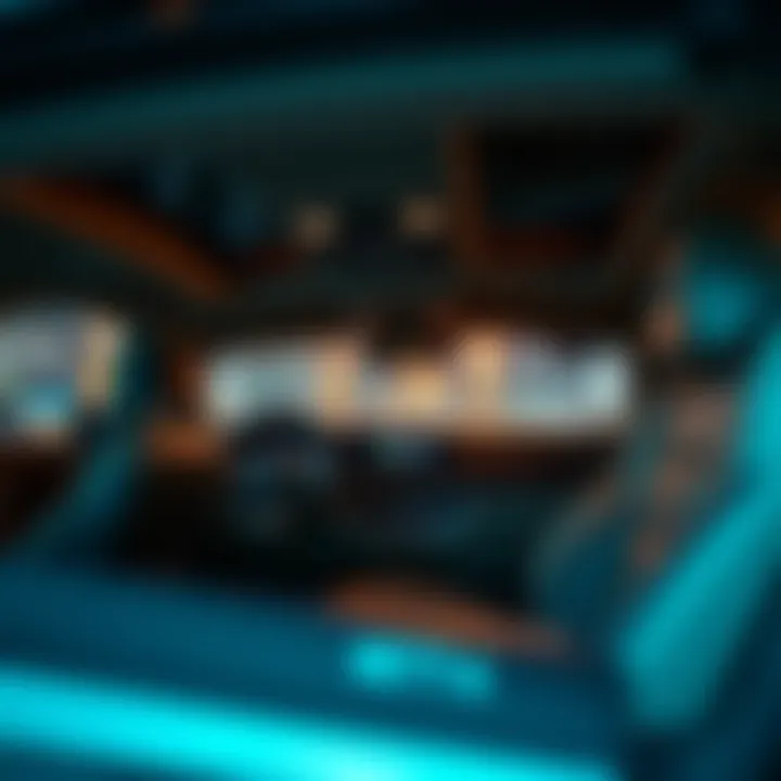 Interior view of a luxury sedan featuring high-end technology and comfort