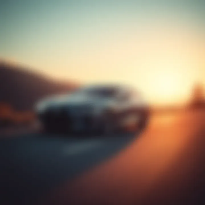 A luxury sedan on a scenic road emphasizing performance and fuel efficiency