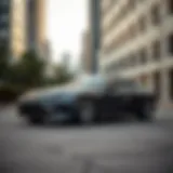 A sleek luxury sedan parked in an urban setting showcasing its elegant design