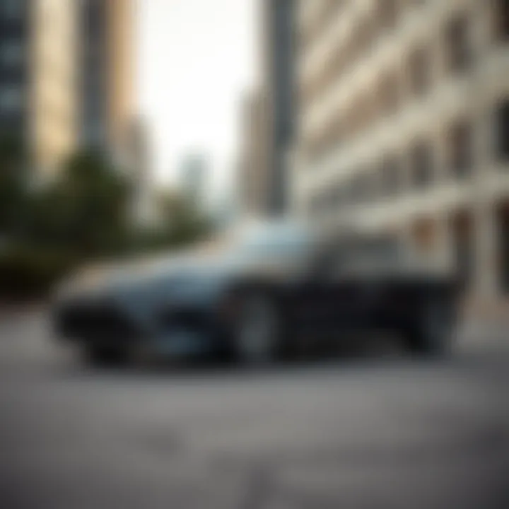 A sleek luxury sedan parked in an urban setting showcasing its elegant design