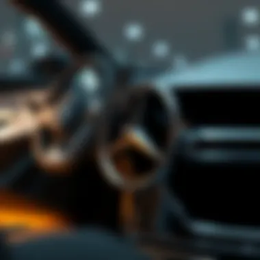 Close-up of Mercedes-Benz emblem and luxury interior