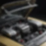 Detailed view of the 1994 Mustang GT convertible top mechanism