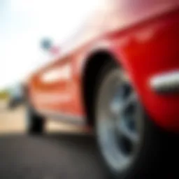 Classic Ford Mustang in vibrant red