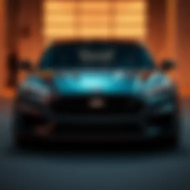 Front view of the 22 Ford Lightning showcasing its bold design and lighting