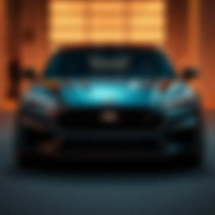 Front view of the 22 Ford Lightning showcasing its bold design and lighting