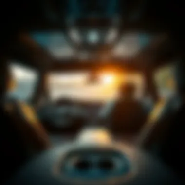 Technological Sophistication Interior view of a spacious utility vehicle with advanced technology