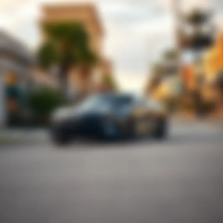 A scenic view of Hattiesburg streets with a Camaro cruising by