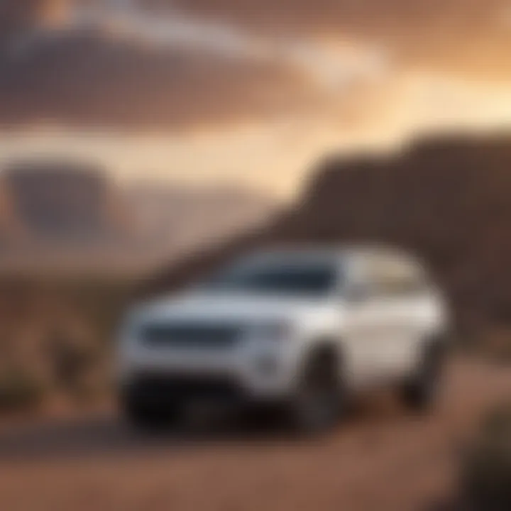 Jeep Grand Cherokee parked against a scenic Lubbock backdrop