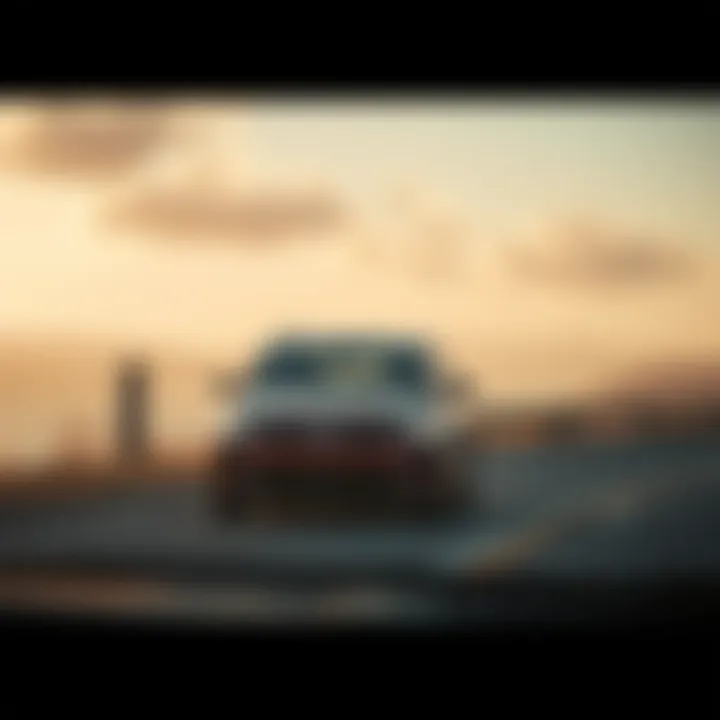 Performance on the Road: Kia Station Wagon in Action Kia station wagon driving on a scenic road