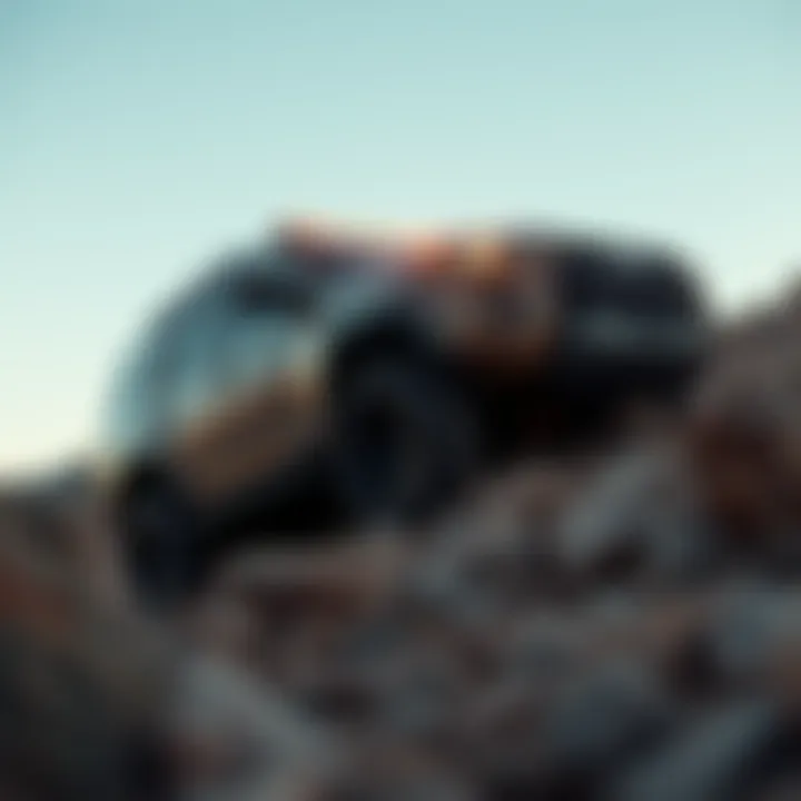 A rugged 4x4 SUV navigating rocky terrain