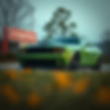 A used Dodge Challenger parked in a scenic location in Columbia, SC