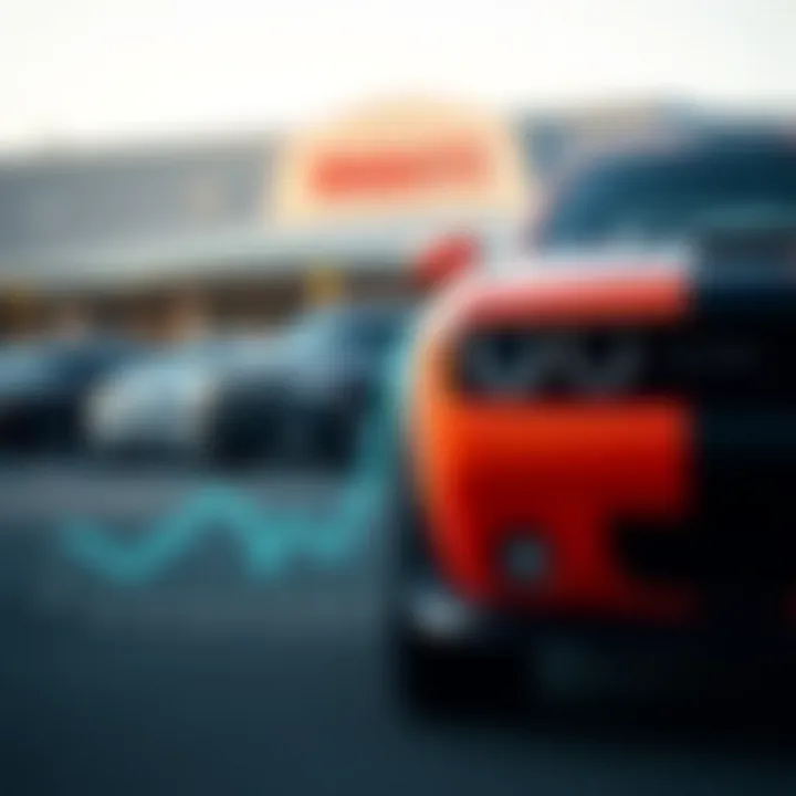 A graph showcasing market trends and pricing for used Dodge Challengers in Columbia