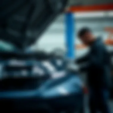 Honda CR-V Maintenance and Care A mechanic performing maintenance on a Honda CR-V