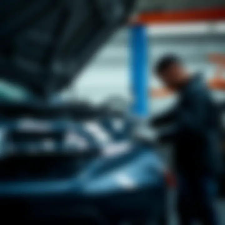 Honda CR-V Maintenance and Care A mechanic performing maintenance on a Honda CR-V