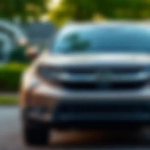 A pristine used Honda CR-V parked in a scenic Charlotte neighborhood