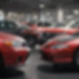 A selection of used Honda vehicles parked in a dealership