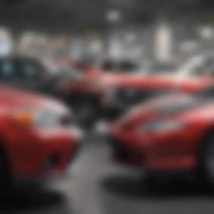 A selection of used Honda vehicles parked in a dealership