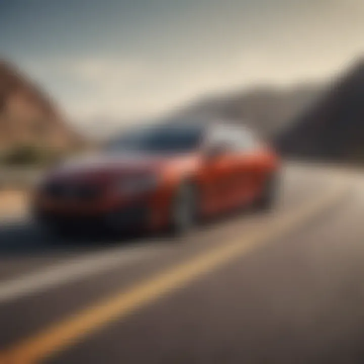 A satisfied driver enjoying a smooth ride in a full-size sedan on an open road.