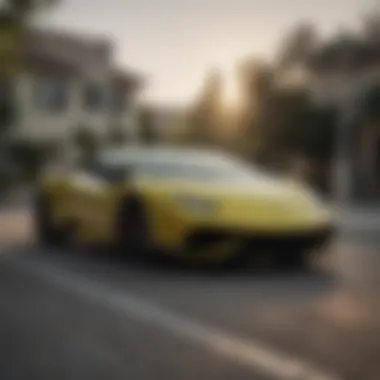 Elegant Aesthetics of the Used Lamborghini Performante Used Lamborghini Performante parked, emphasizing its elegant aesthetics