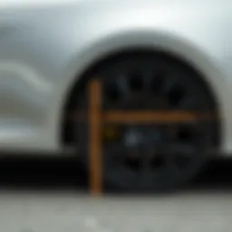 Close-up view of the Toyota Avalon wheelbase measurement