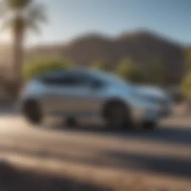 Overview of the Nissan Leaf parked in a Tucson setting