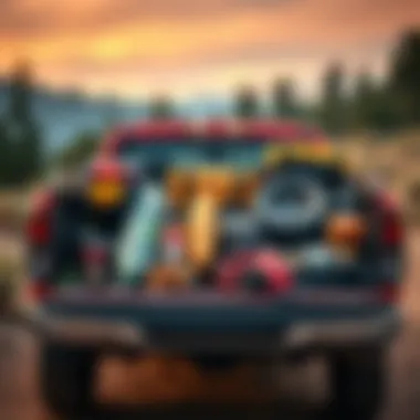 Pickup truck loaded with recreational gear