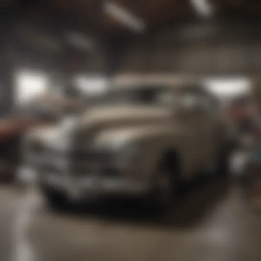 A cluttered garage filled with old vehicles awaiting disposal