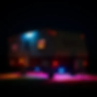 Illuminated Camper at Night A camper illuminated by vibrant LED under lights at night