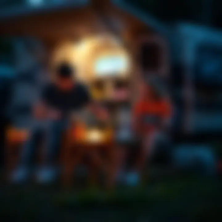 Family Enjoying the Outdoors A family enjoying outdoor activities under the glow of LED lights from their camper