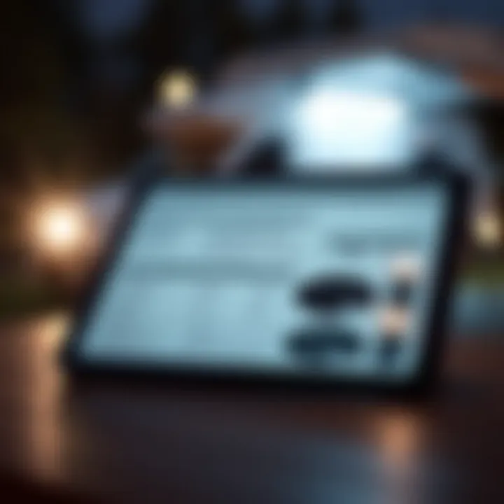 LED Lights Technical Specifications Technical specifications and features of LED lights for campers displayed on a digital tablet